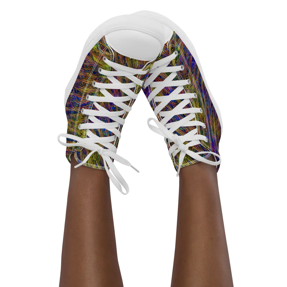 Cobalt Maze on Women's High Top Canvas Shoes — Front