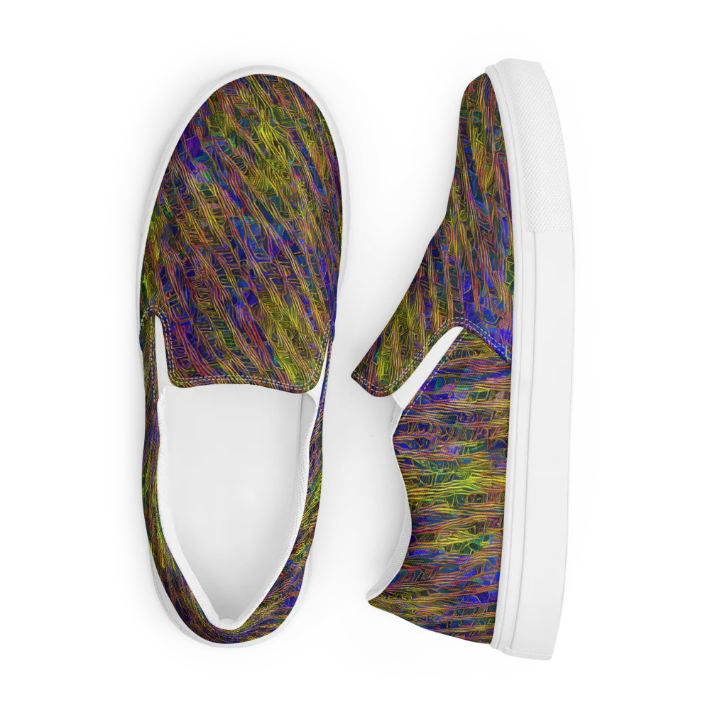 Cobalt Maze on Men's Slip-On Canvas Shoes — Front