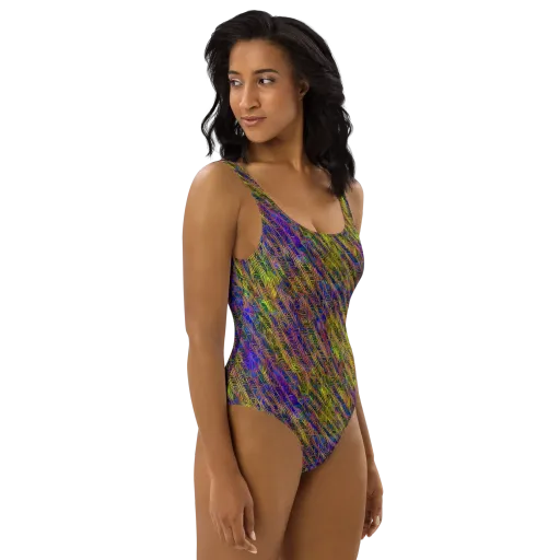 Cobalt Maze on a One-Piece Swimsuit