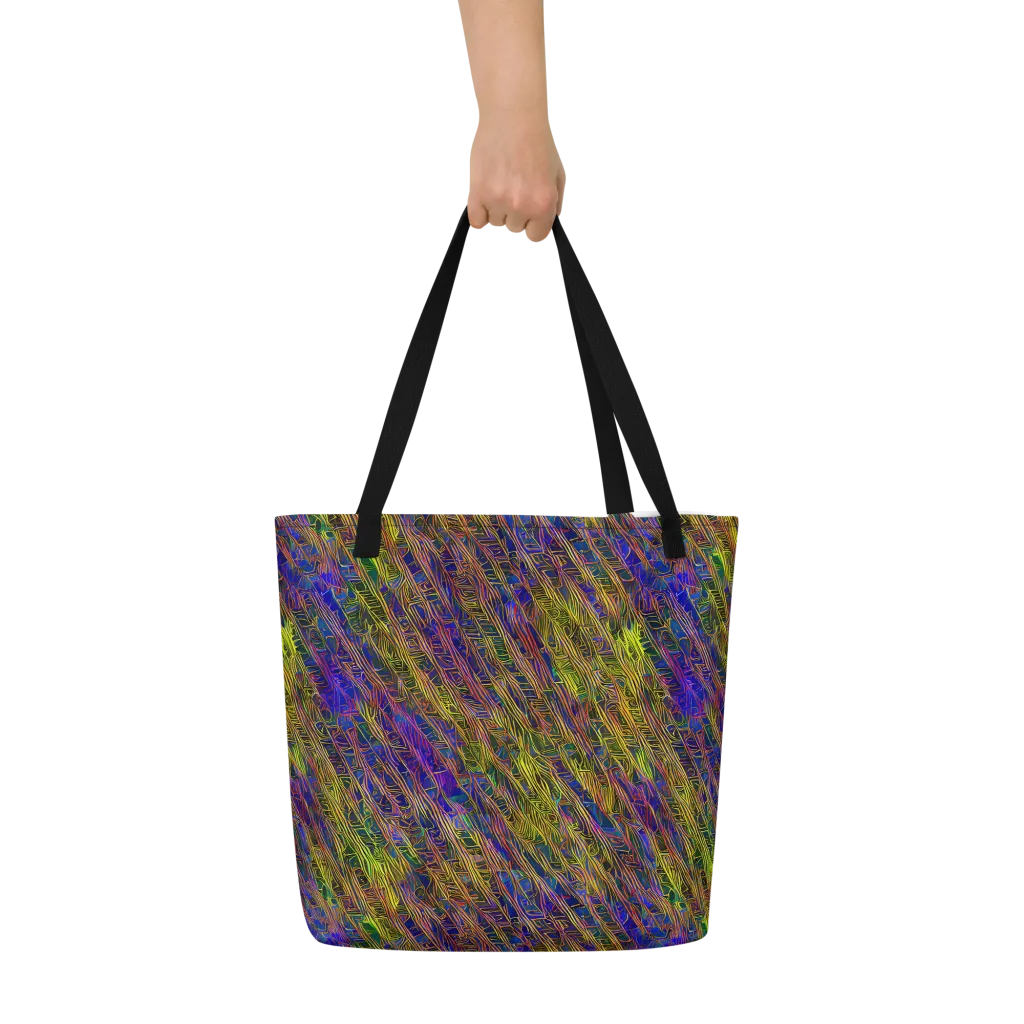 Cobalt Maze on Large Tote Bag W/ Pocket — Front