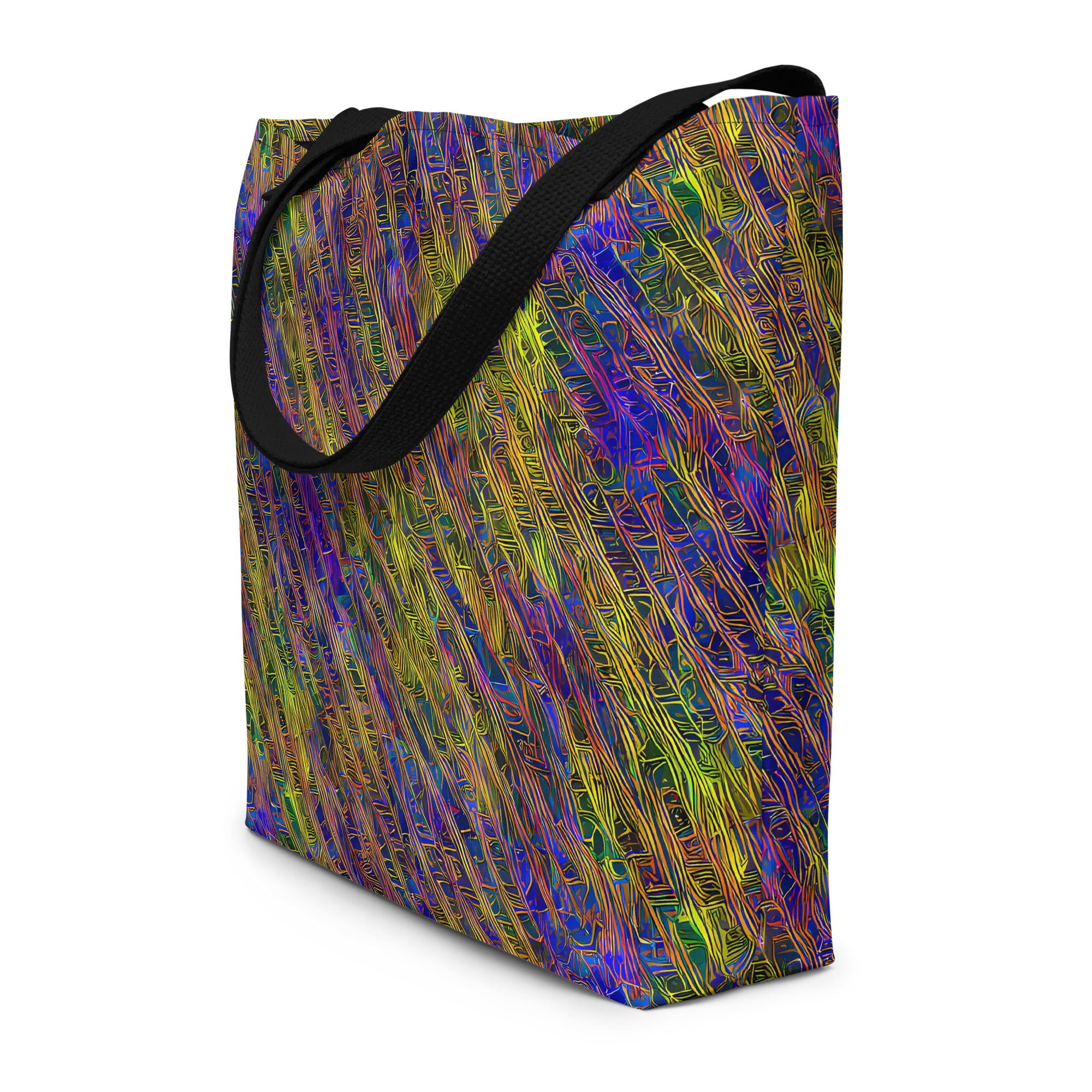 Cobalt Maze on Large Tote Bag W/ Pocket — Front
