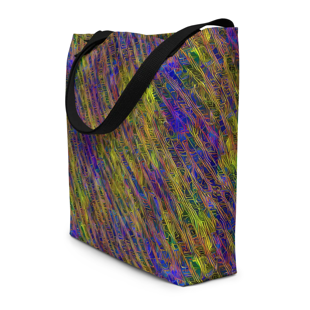 Cobalt Maze on Large Tote Bag W/ Pocket — Front