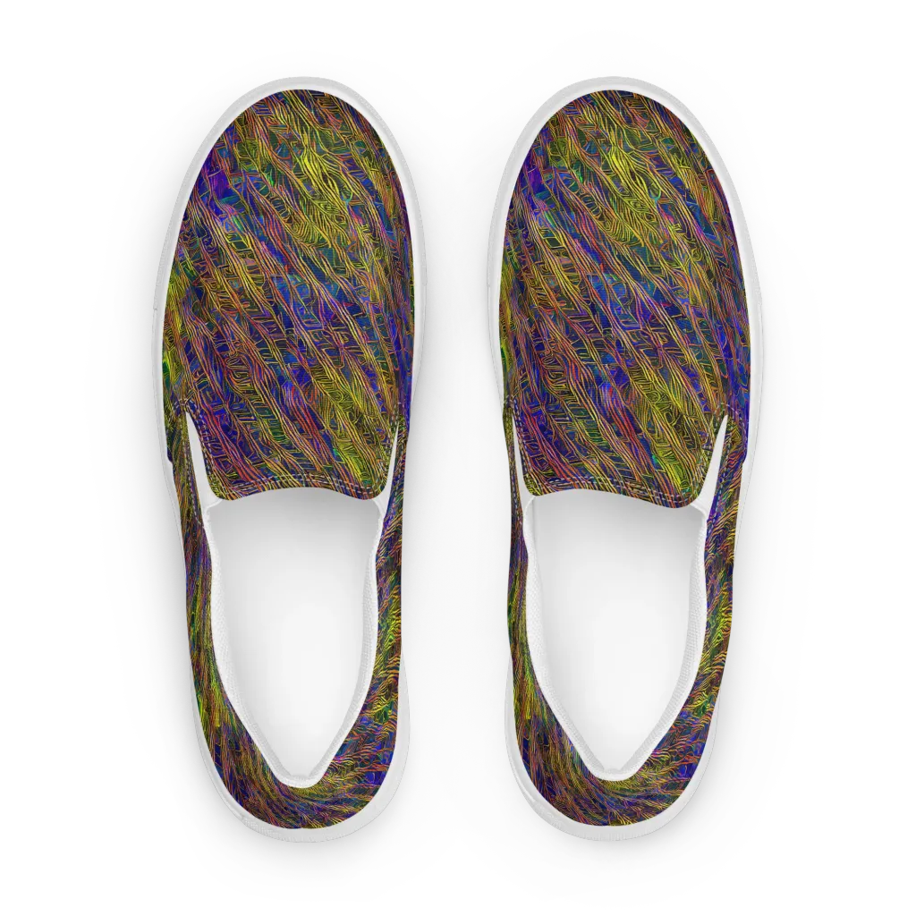 Cobalt Maze on Women's Slip-On Canvas Shoes — Front