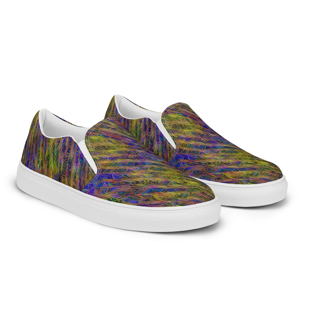 Cobalt Maze on Women's Slip-On Canvas Shoes — Right Front