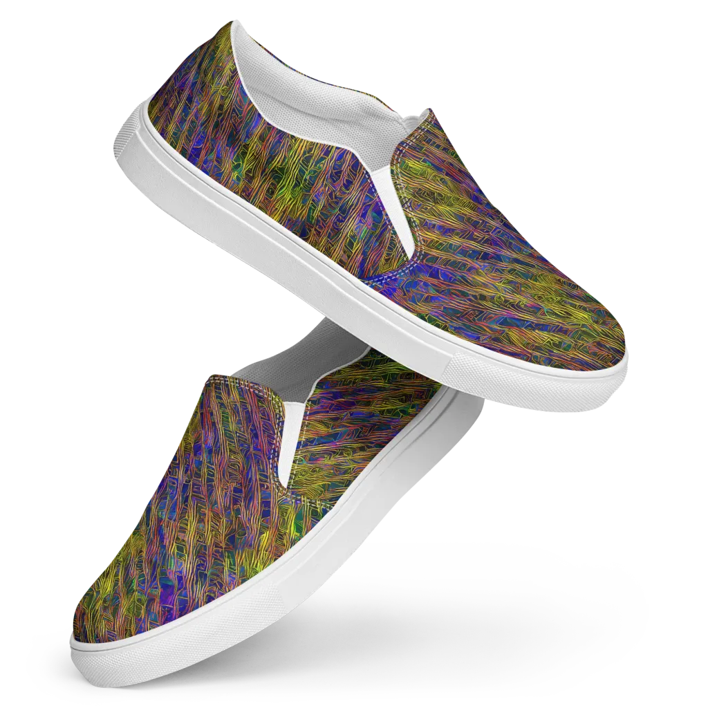 Cobalt Maze on Women's Slip-On Canvas Shoes — Front