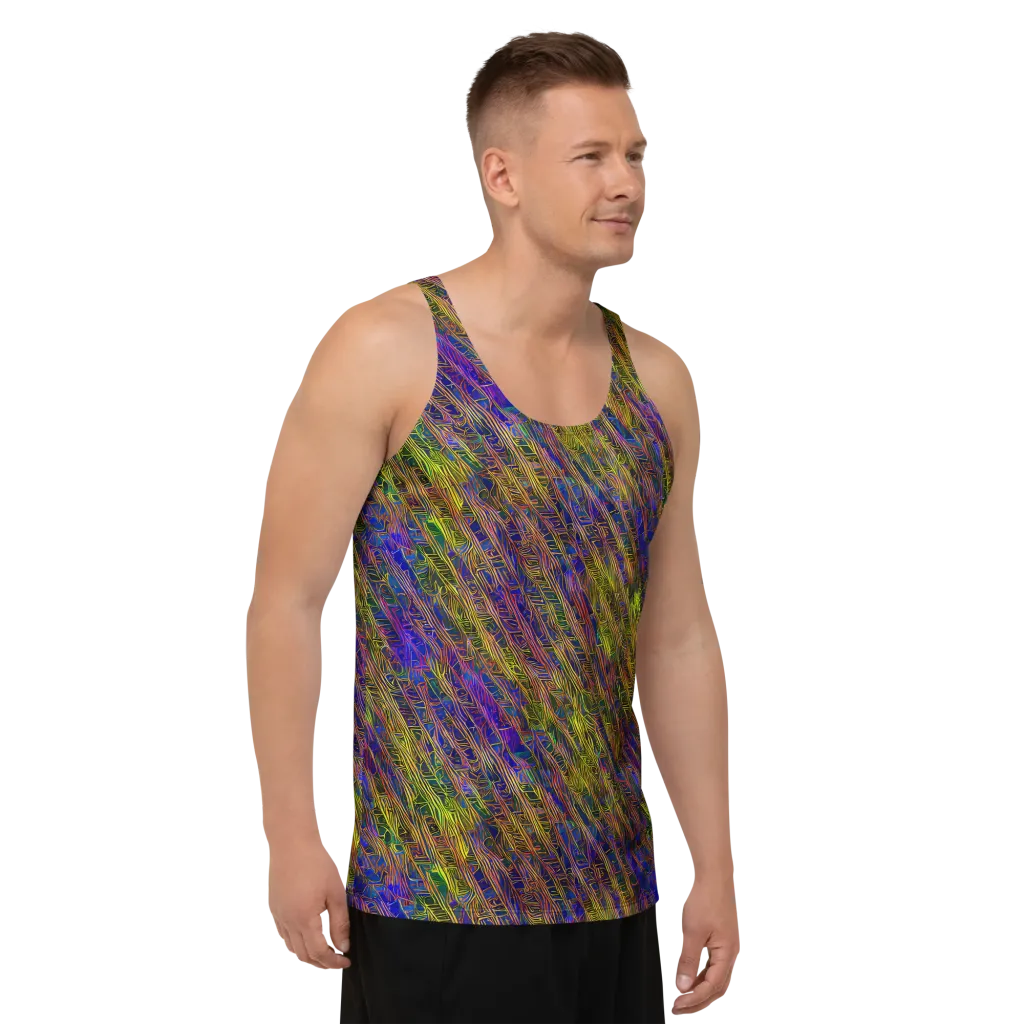 Cobalt Maze on Men's Tank Top — Right Front