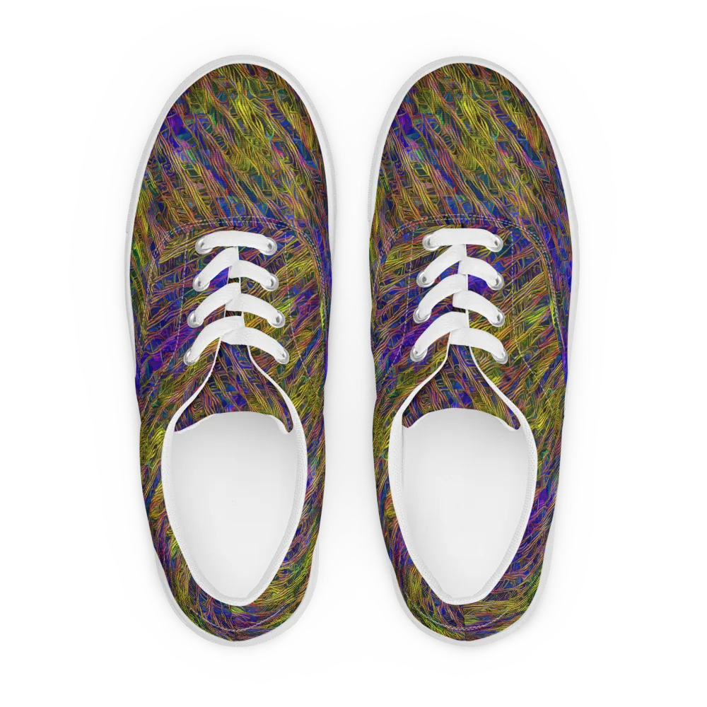Cobalt Maze on Men's Lace-Up Canvas Shoes — Front
