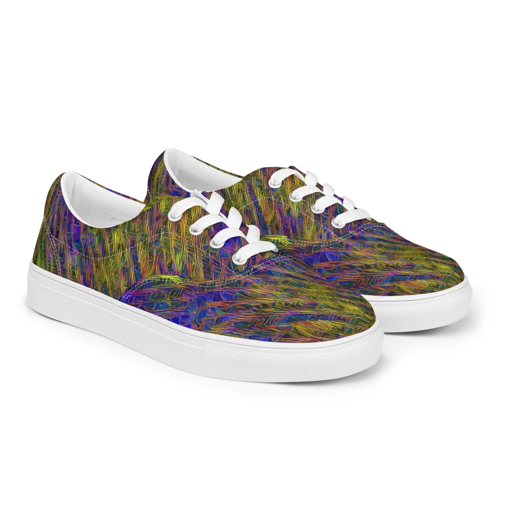 Cobalt Maze on Men's Lace-Up Canvas Shoes — Right Front
