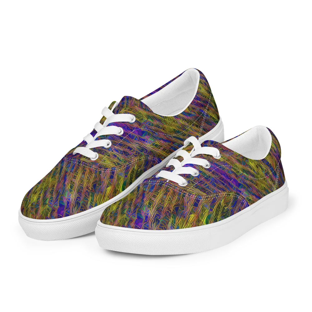 Cobalt Maze on Men's Lace-Up Canvas Shoes — Left Front