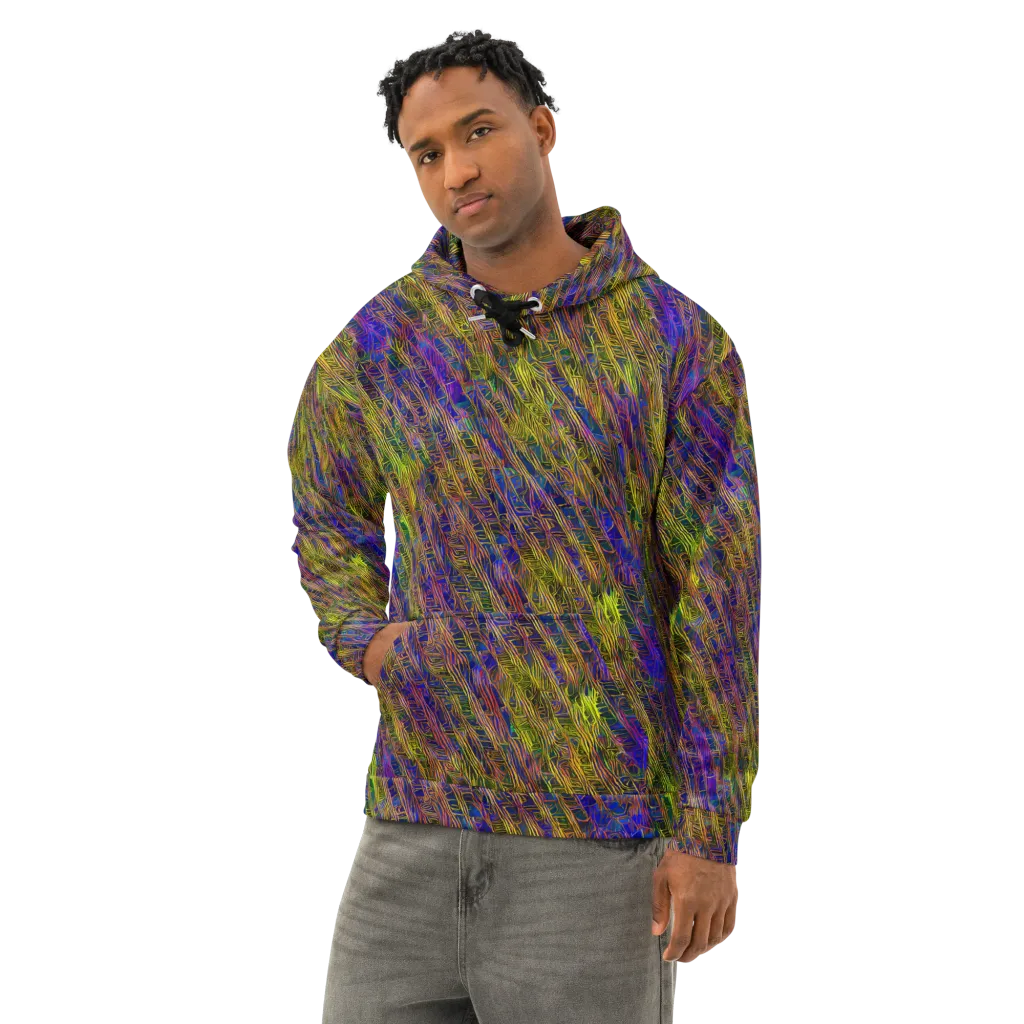 Cobalt Maze on Cotton Hoodie — Left Front