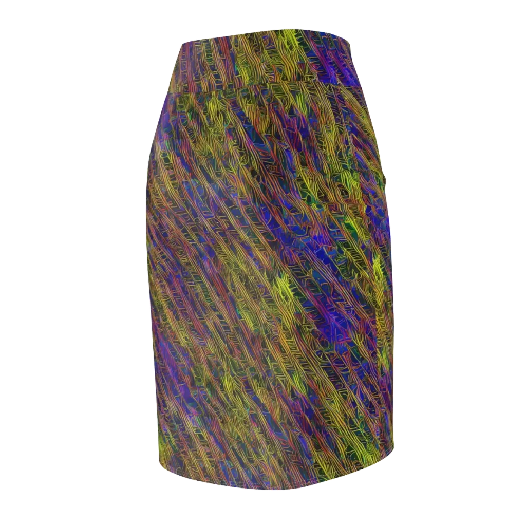 Cobalt Maze on Pencil Skirt — Back Side