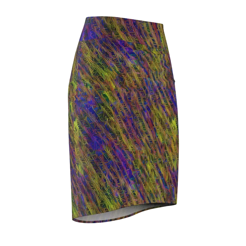 Cobalt Maze on Pencil Skirt — Front Side