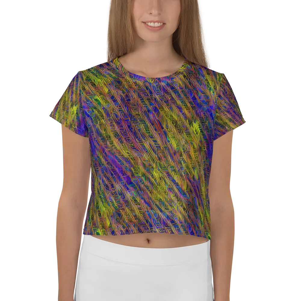 Cobalt Maze on Crop Tee — Front