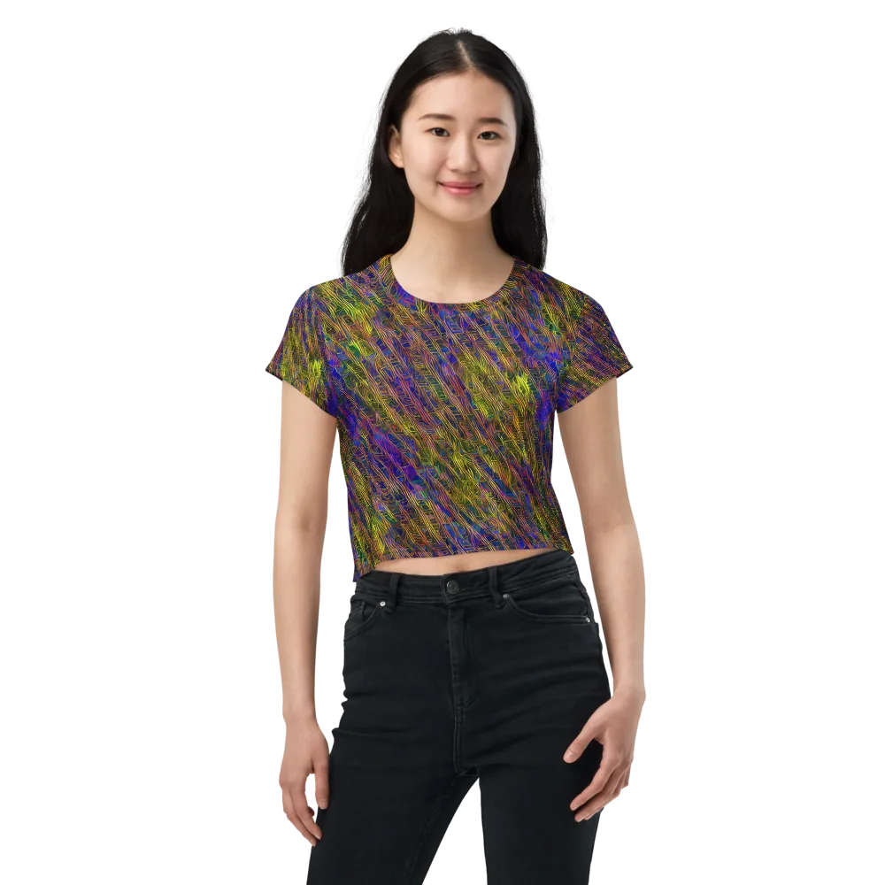 Cobalt Maze on Crop Tee — Front