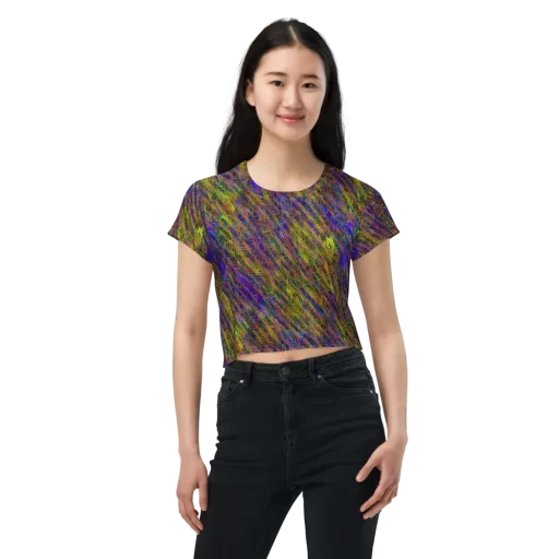 Cobalt Maze on a Crop Tee