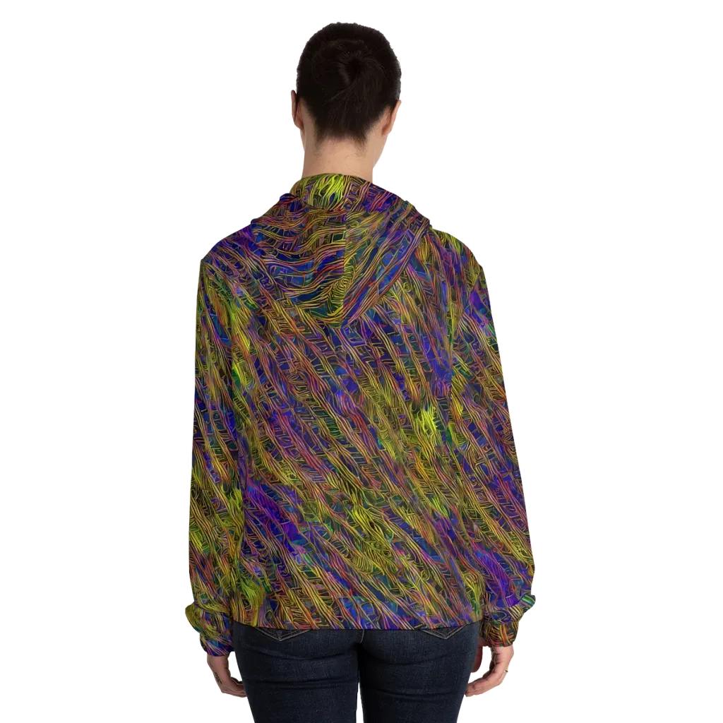 Cobalt Maze on Women's Full-Zip Hoodie — Back On Person