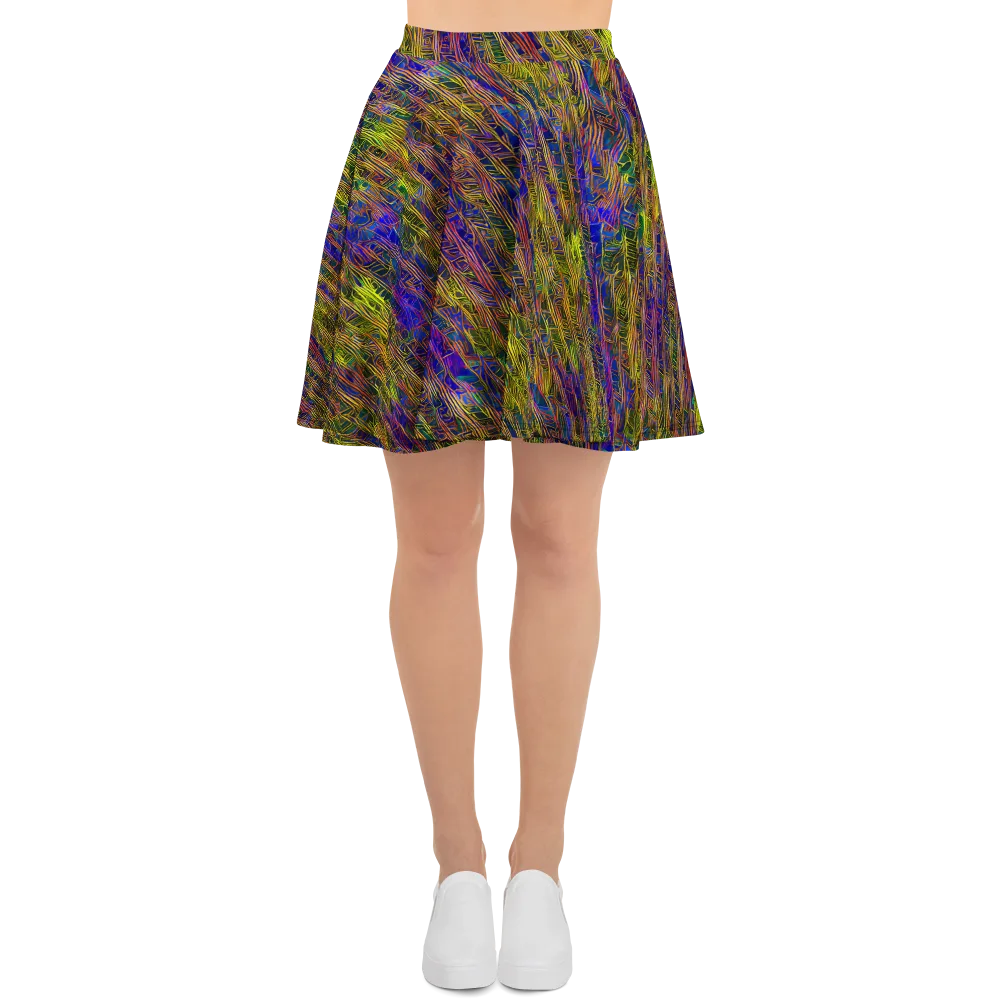 Cobalt Maze on Skater Skirt — Front