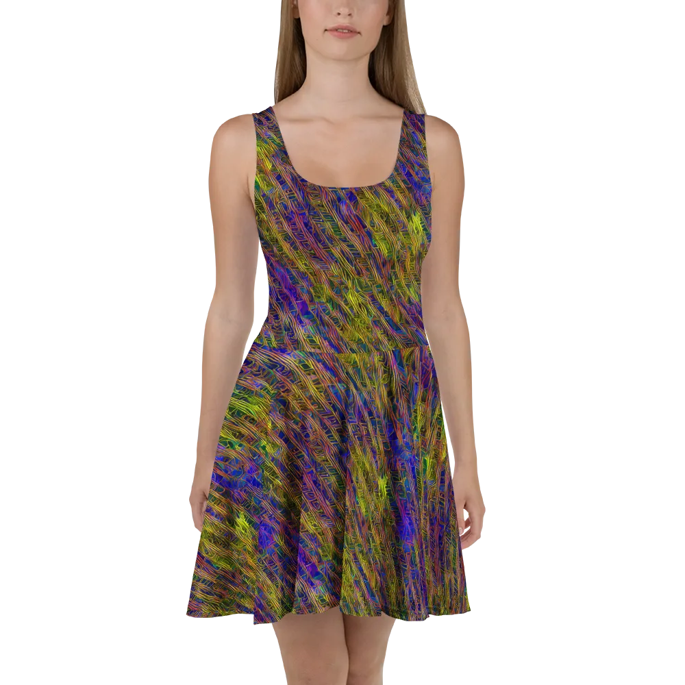 Cobalt Maze on Skater Dress — Front