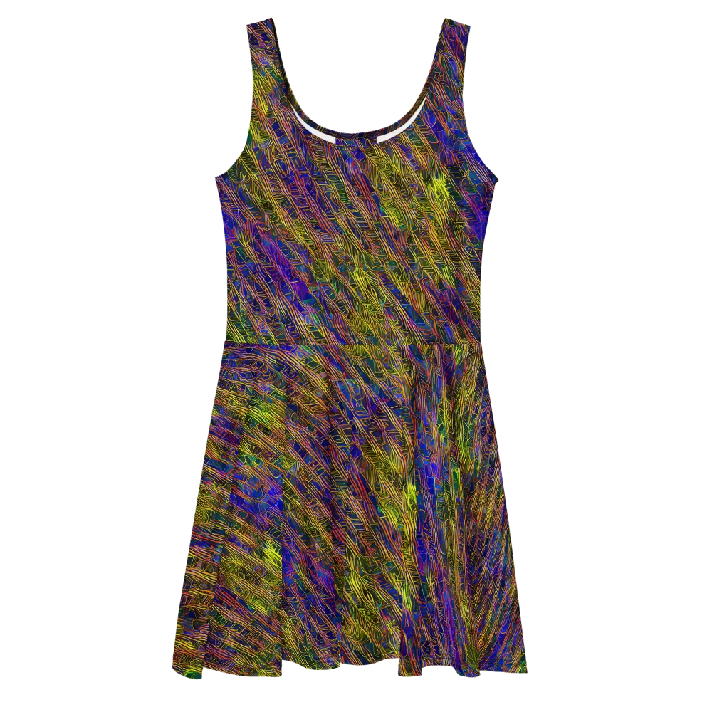 Cobalt Maze on Skater Dress — Front