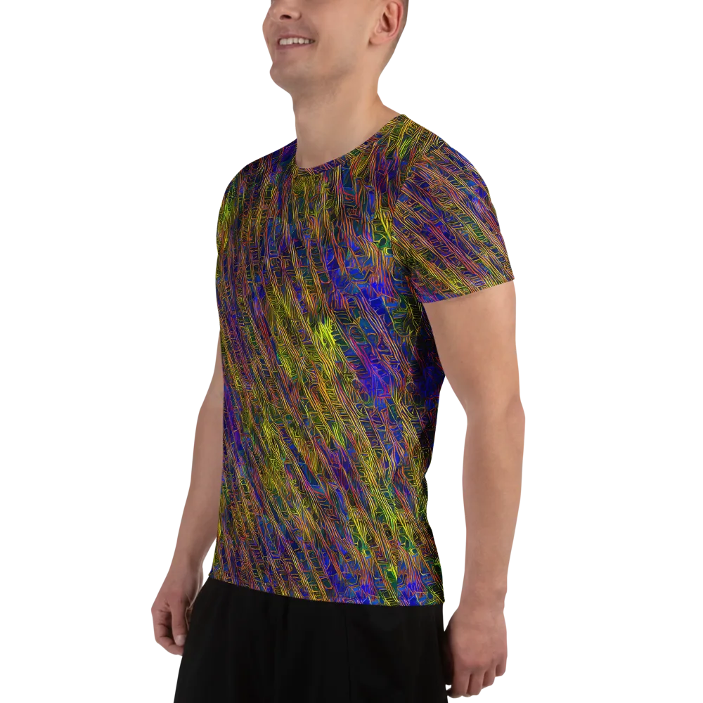 Cobalt Maze on Men's Athletic T-Shirt — Left