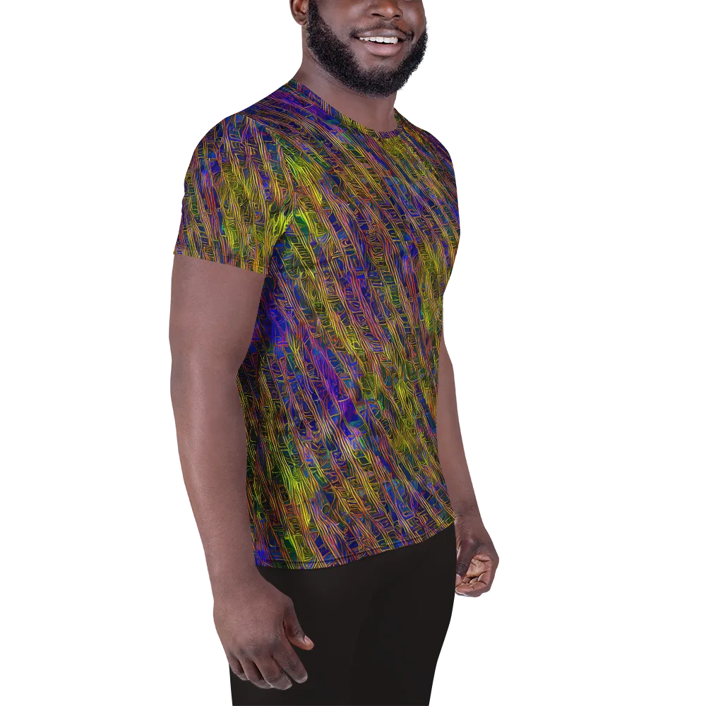 Cobalt Maze on Men's Athletic T-Shirt — Right
