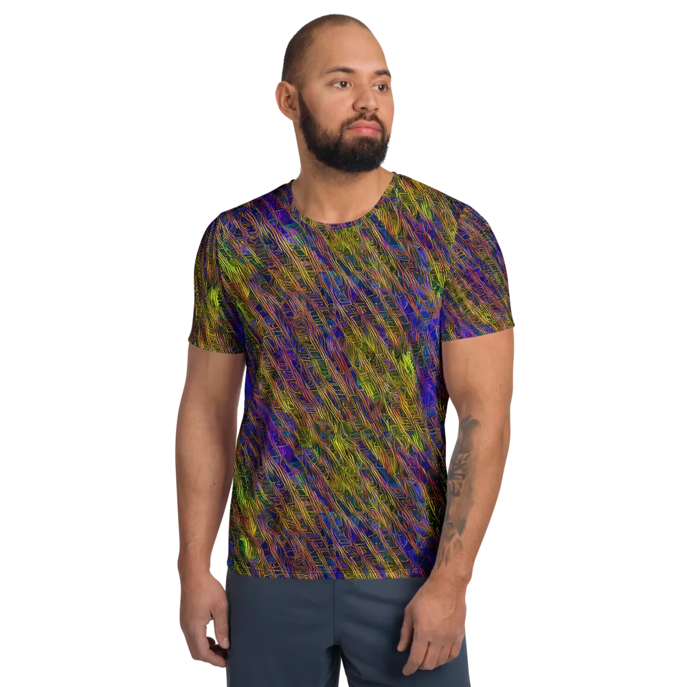 Cobalt Maze on Men's Athletic T-Shirt — Front