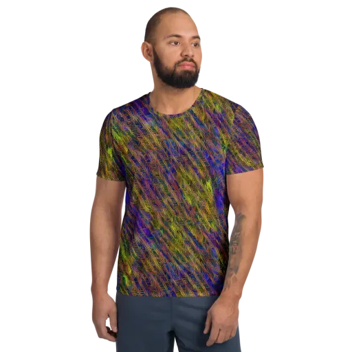Cobalt Maze on a Men's Athletic T-Shirt