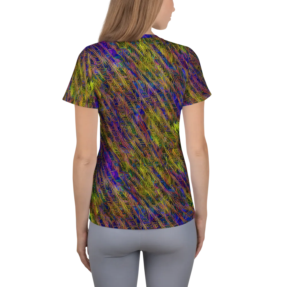 Cobalt Maze on Women's Athletic T-Shirt — Back