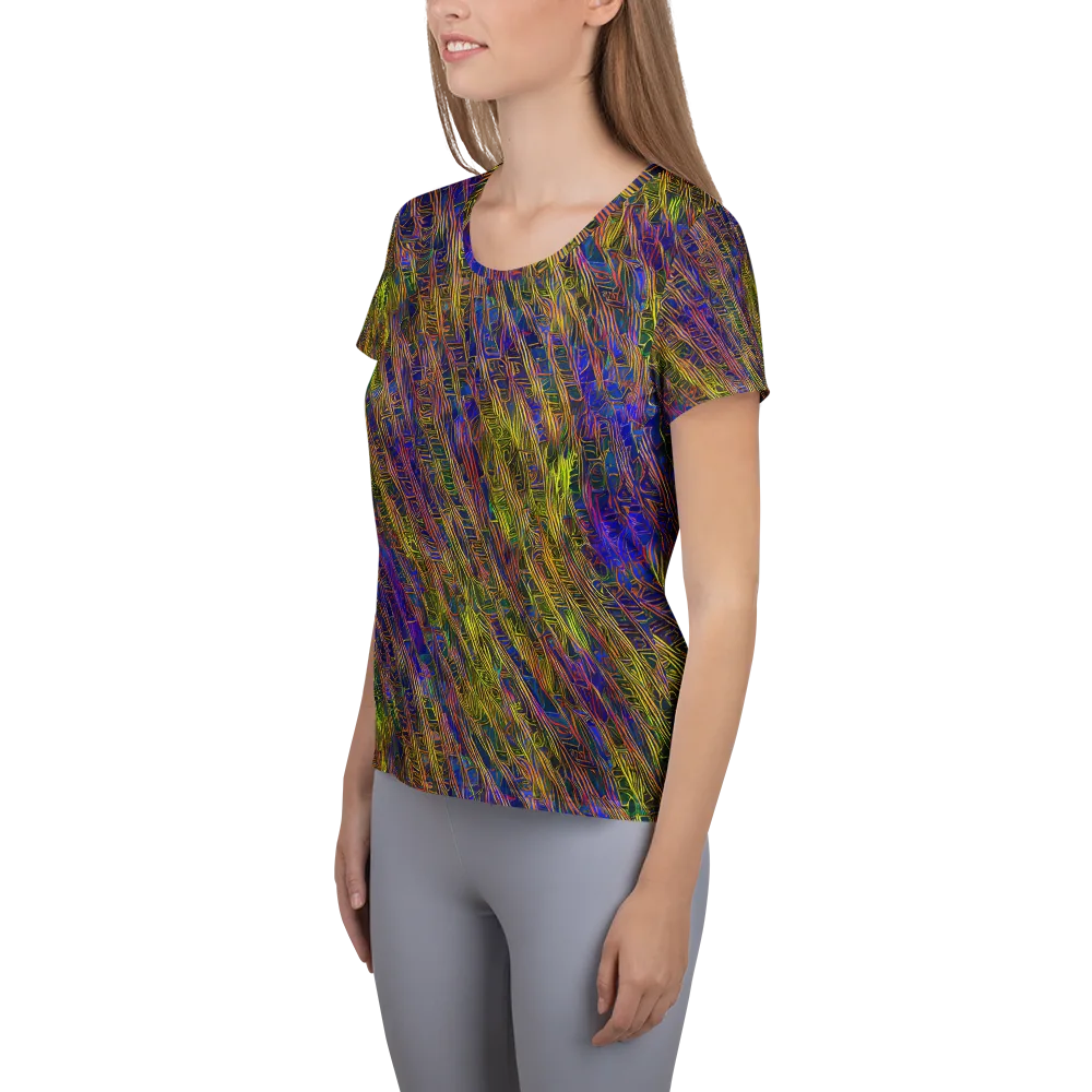 Cobalt Maze on Women's Athletic T-Shirt — Left
