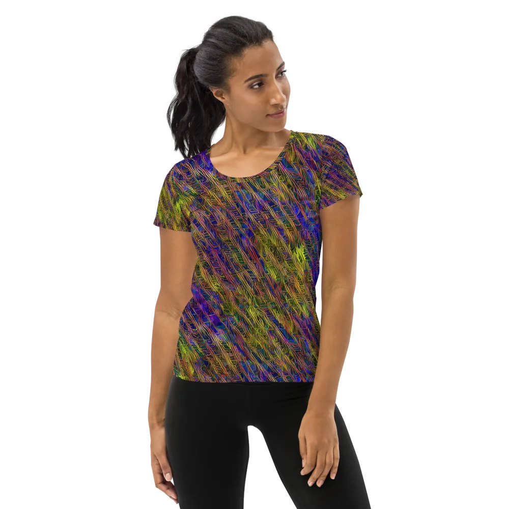 Cobalt Maze on Women's Athletic T-Shirt — Front