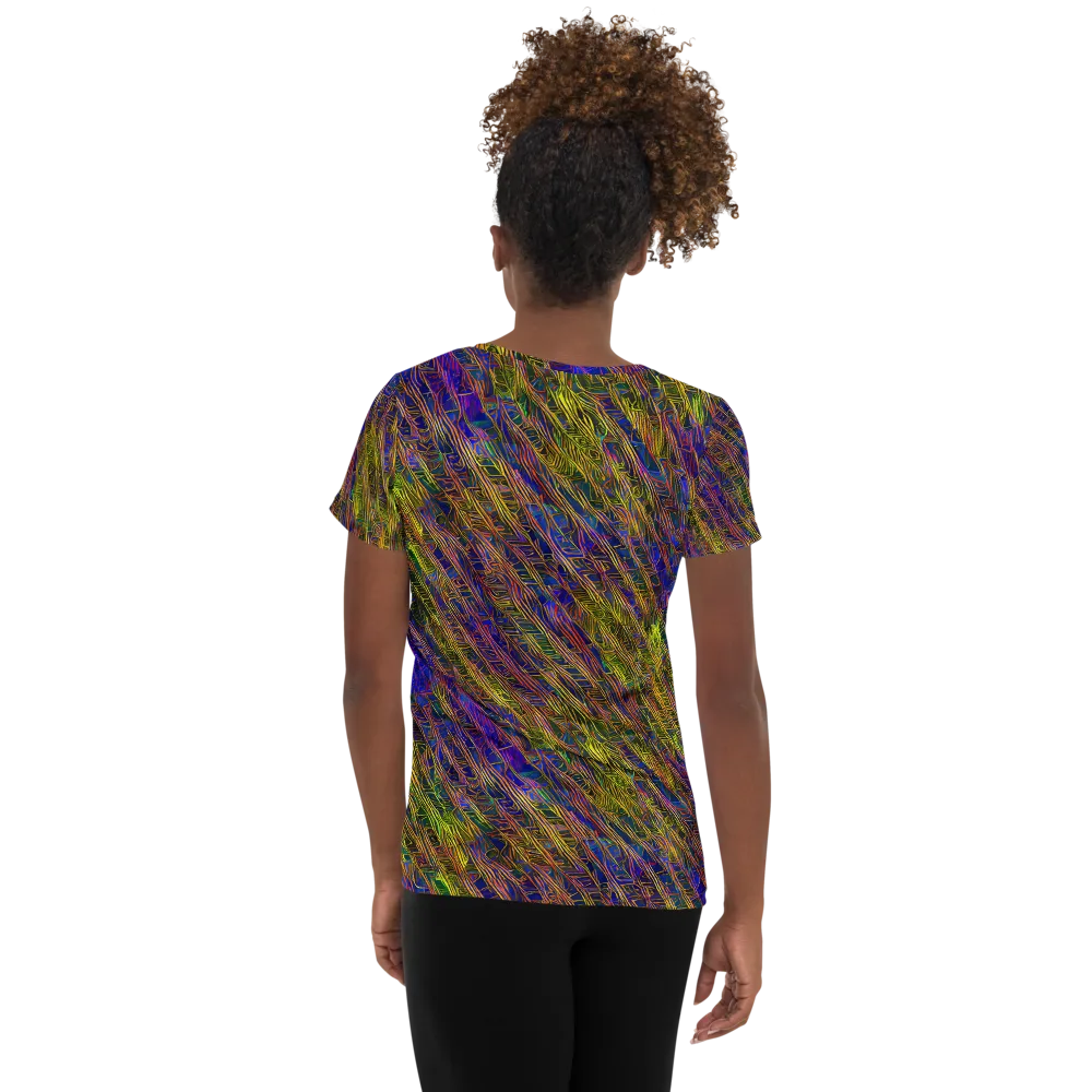 Cobalt Maze on Women's Athletic T-Shirt — Back