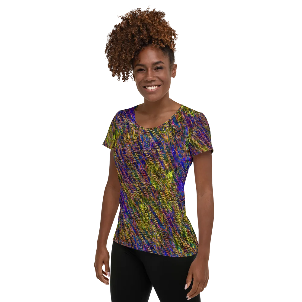Cobalt Maze on Women's Athletic T-Shirt — Left