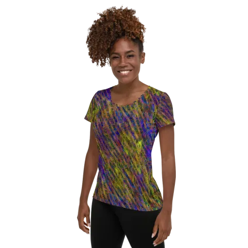 Cobalt Maze on a Women's Athletic T-Shirt