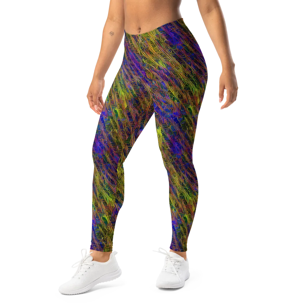 Cobalt Maze on Leggings — Left Front