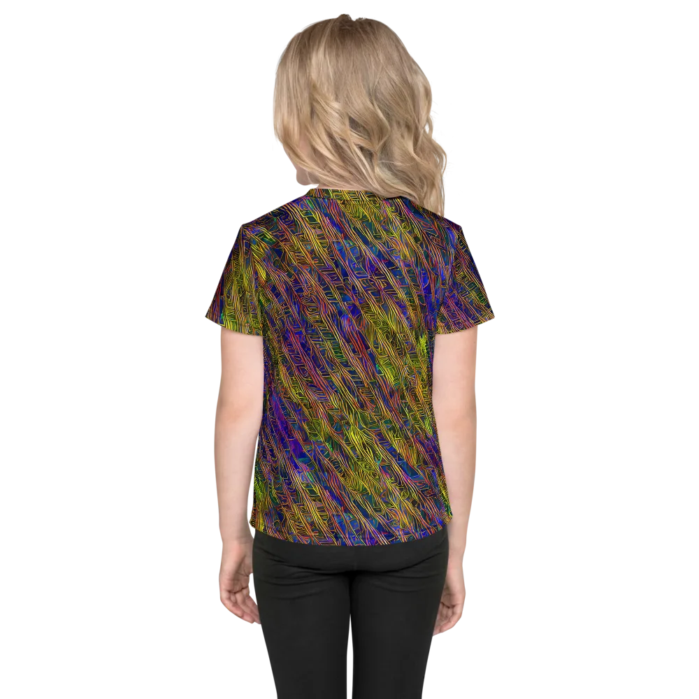 Cobalt Maze on Kids Crew Neck T-Shirt — Back