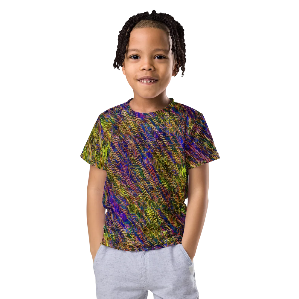 Cobalt Maze on Kids Crew Neck T-Shirt — Front