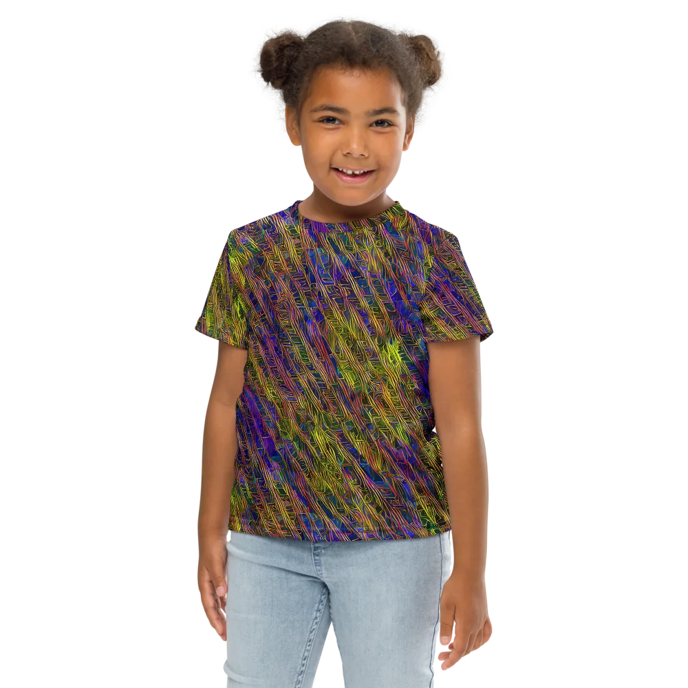 Cobalt Maze on Kids Crew Neck T-Shirt — Front