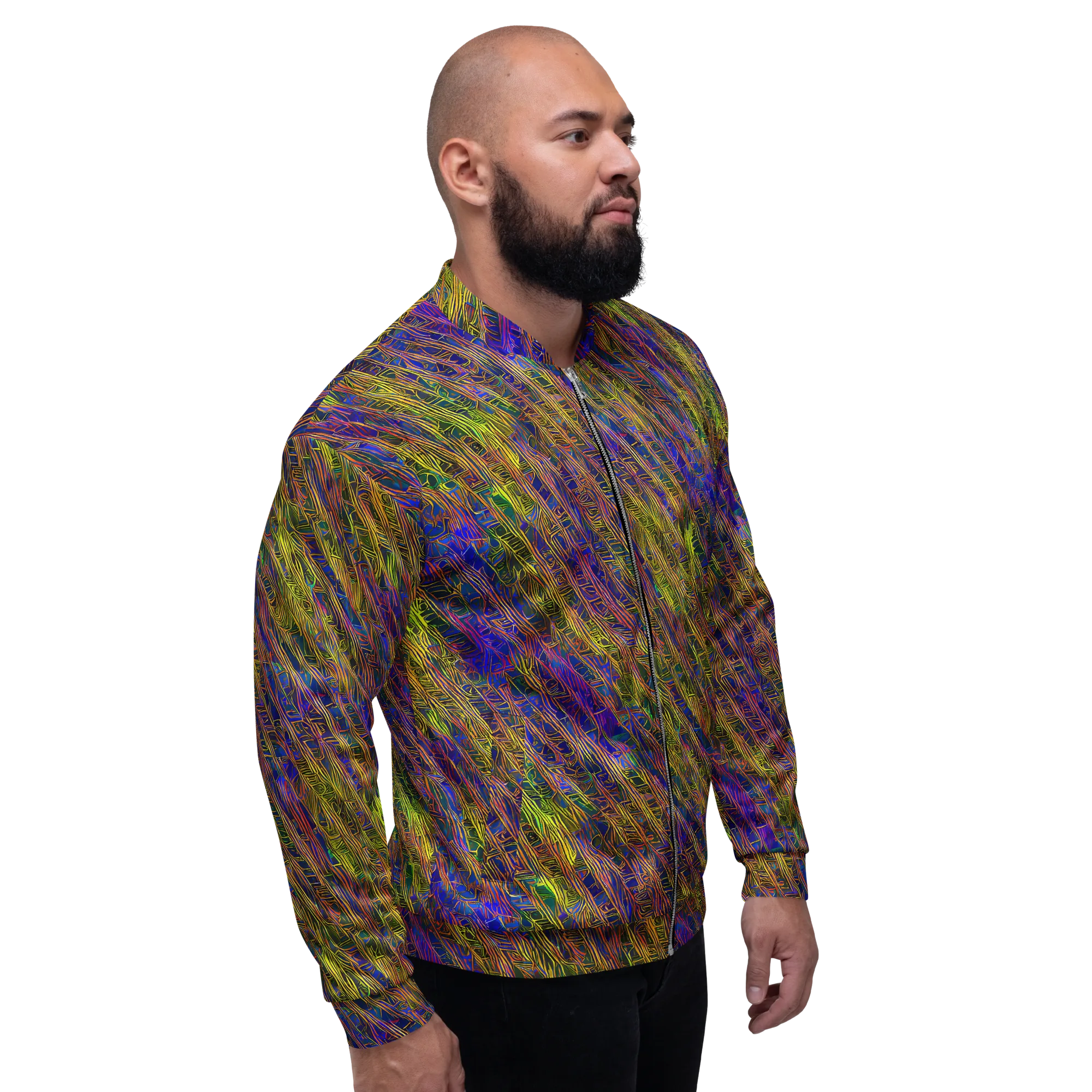 Cobalt Maze on Bomber Jacket — Right