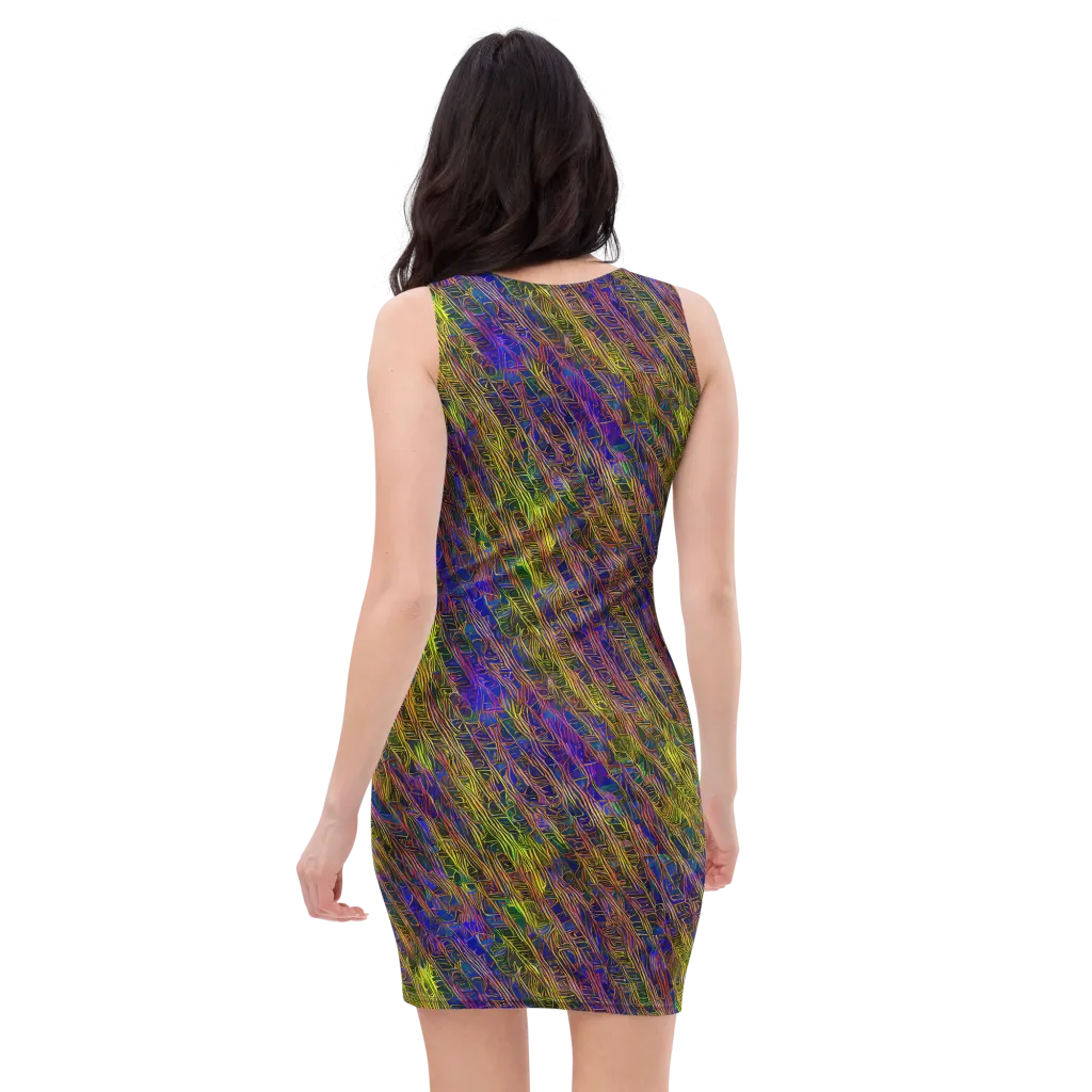 Cobalt Maze on Bodycon Dress — Back