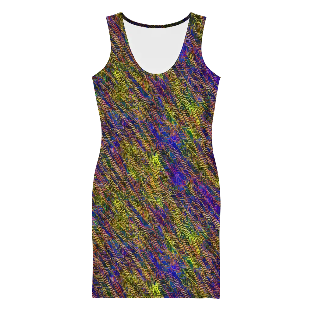 Cobalt Maze on Bodycon Dress — Front