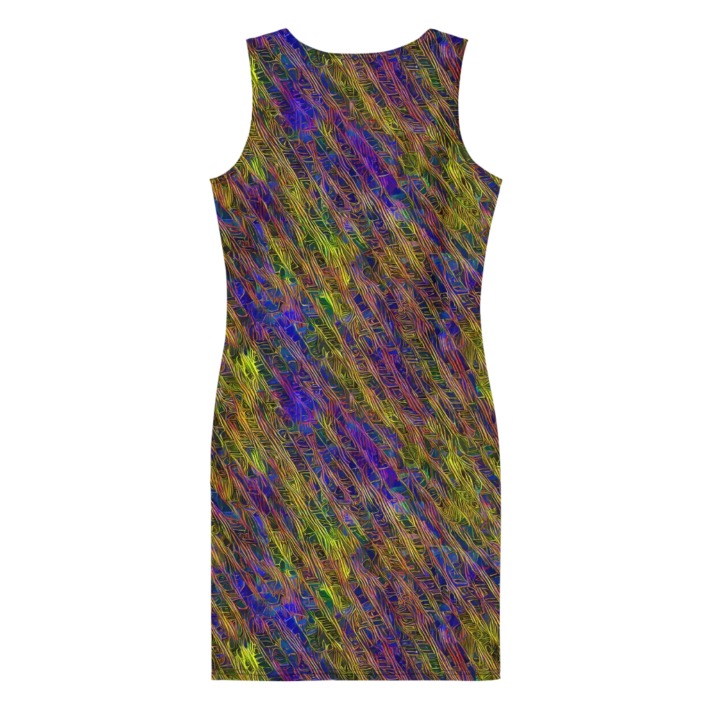 Cobalt Maze on Bodycon Dress — Back