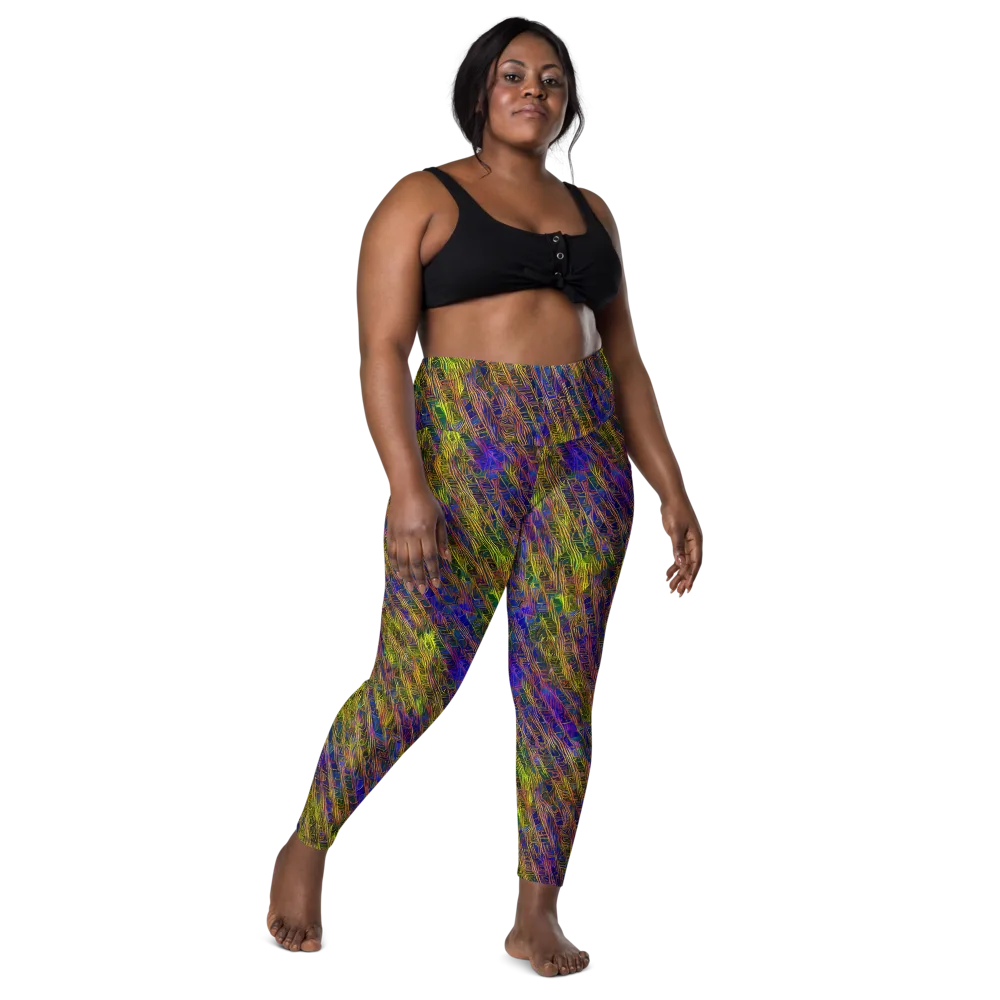 Cobalt Maze on Leggings with Pockets — Front
