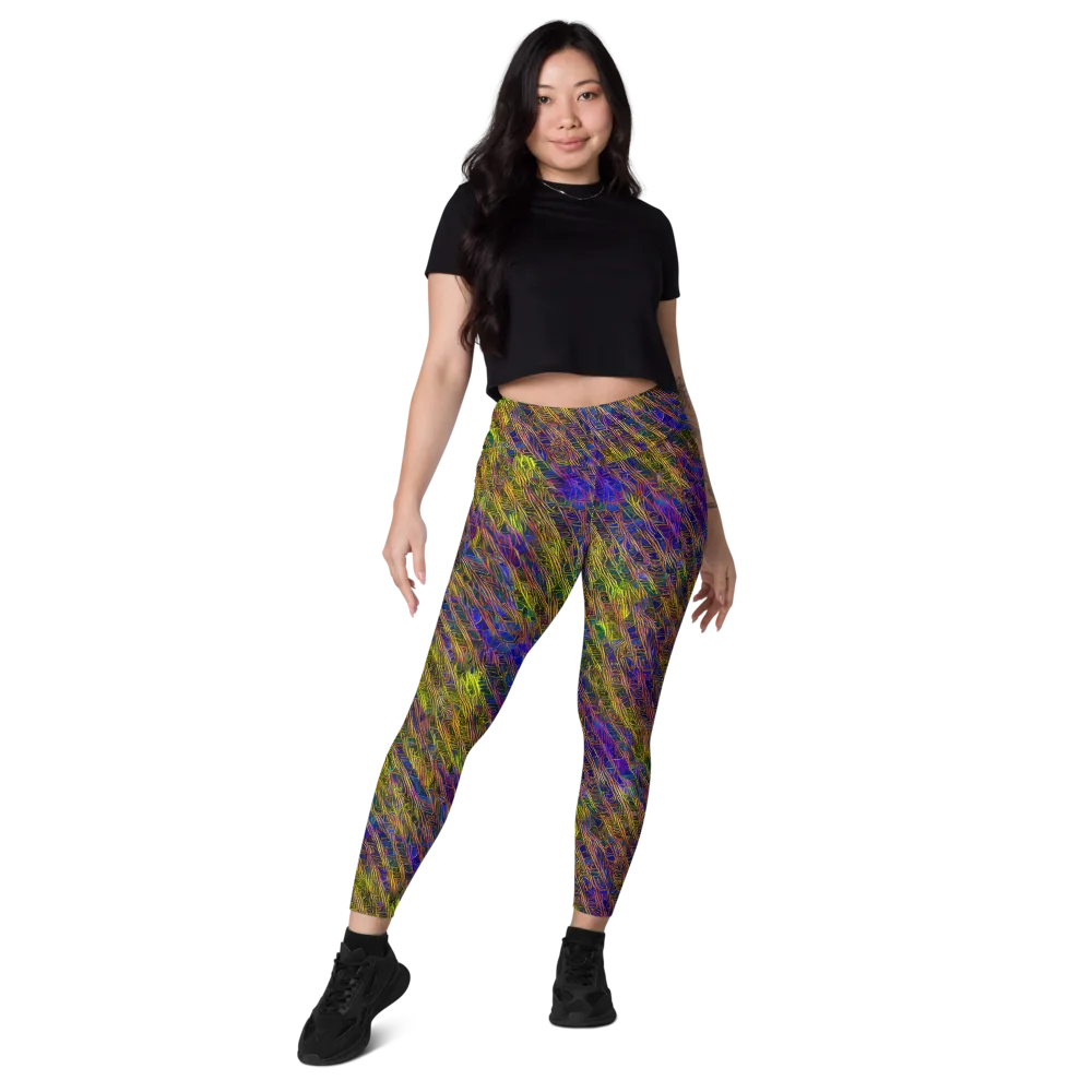 Cobalt Maze on Leggings with Pockets — Front