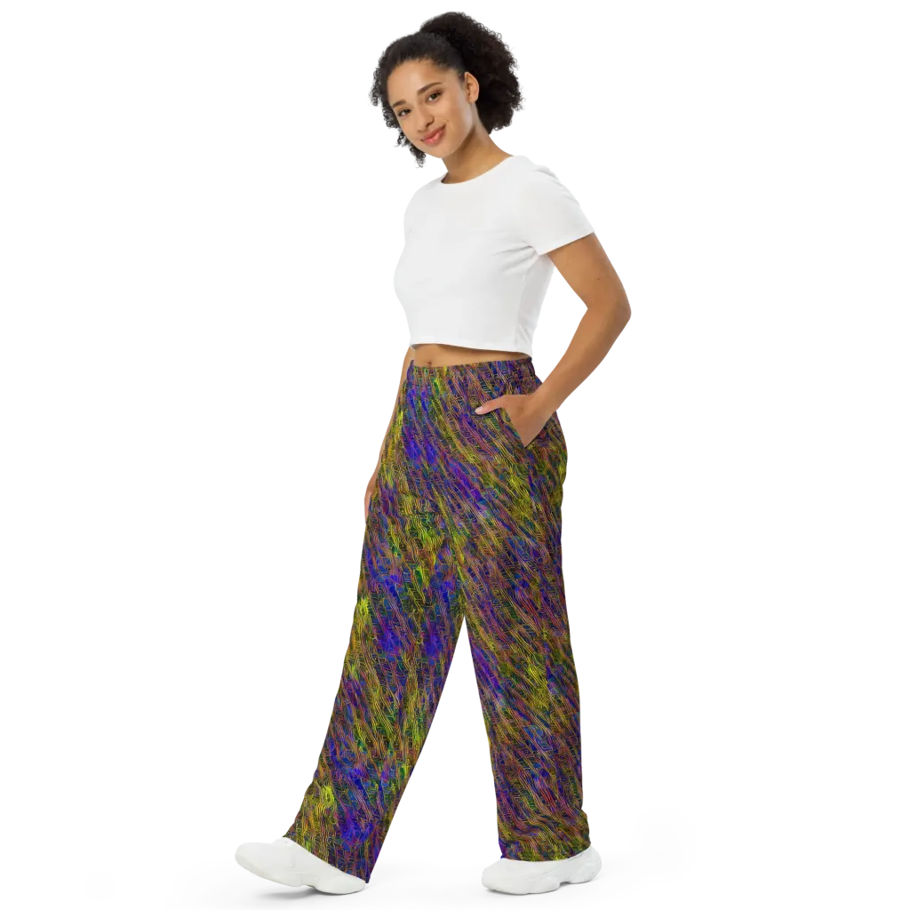 Cobalt Maze on Wide-Leg Pants — Left Front