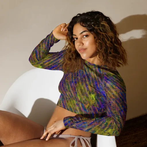 Cobalt Maze on a Long Sleeve Crop Top