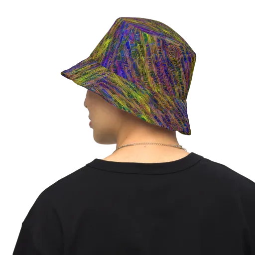 Cobalt Maze on a Reversible Bucket Hat