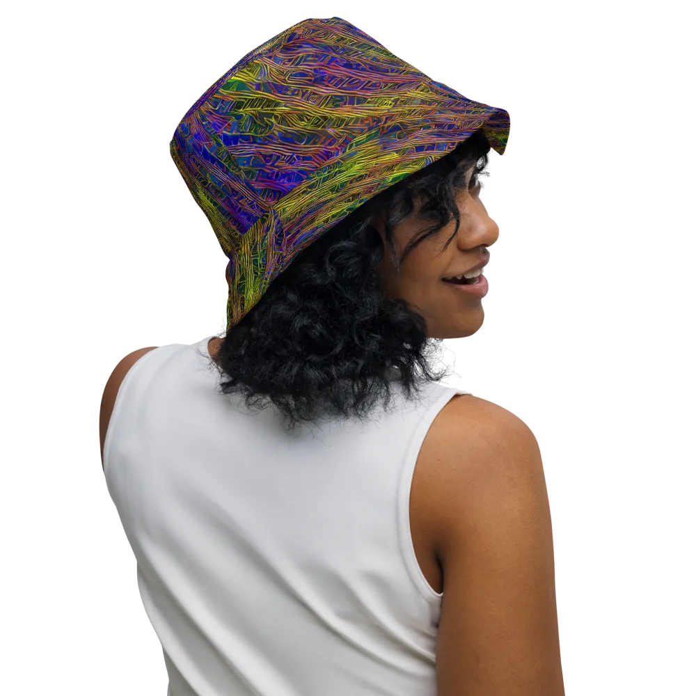Cobalt Maze on Reversible Bucket Hat — Right Outside