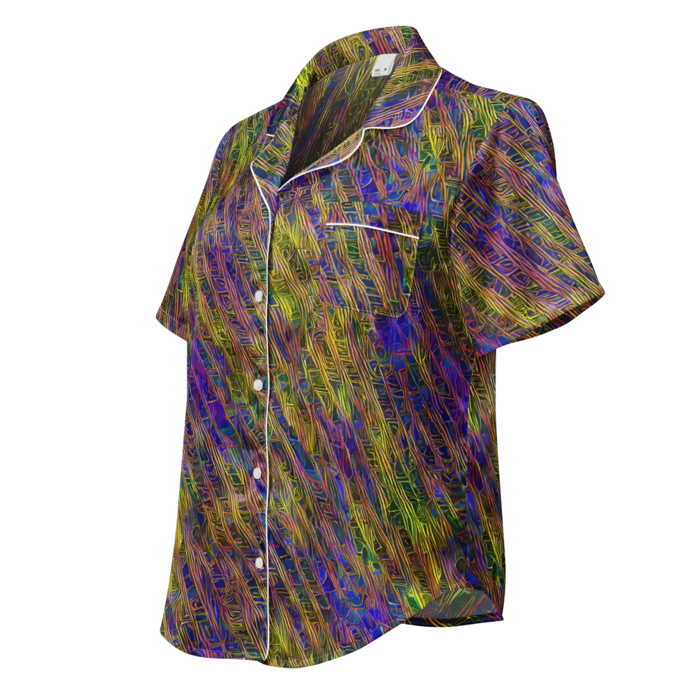 Cobalt Maze on Women's Short Sleeve Pajama Top — Left Front