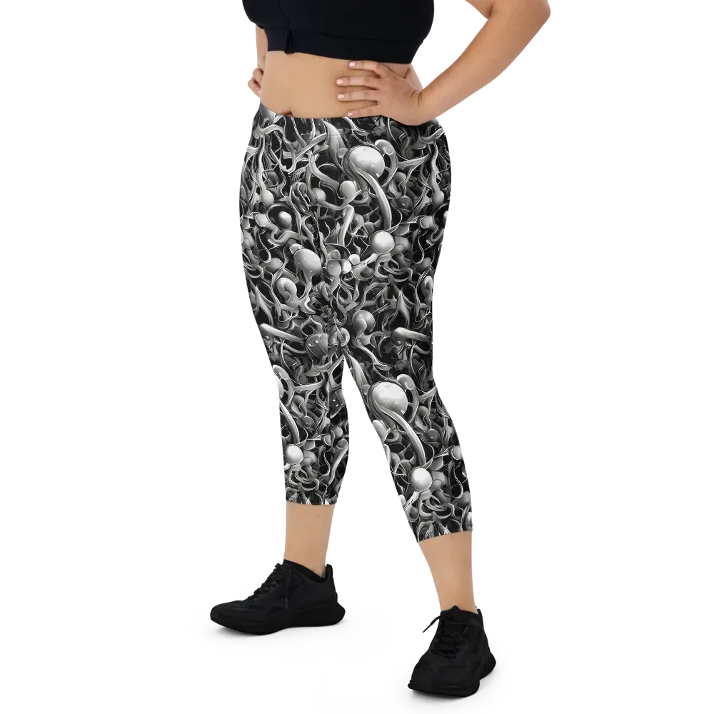 Fluid Monochrome on Capri Leggings — Front