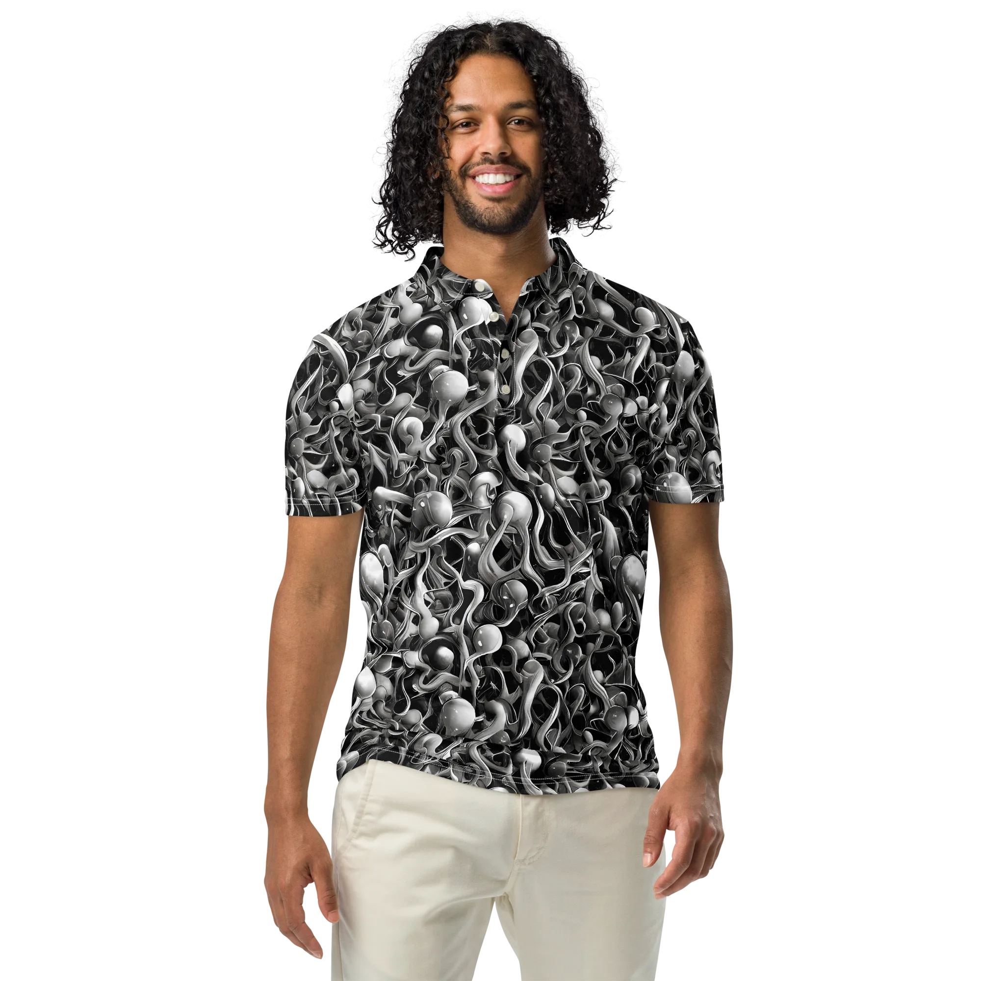 Fluid Monochrome on Men's Slim Fit Polo Shirt — Front